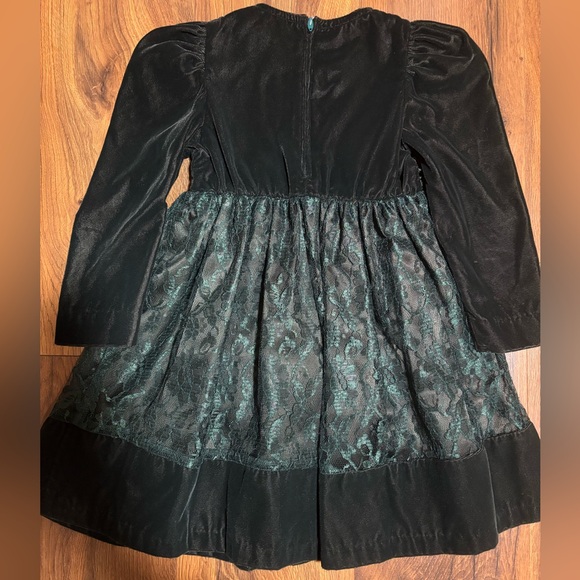 Rare Editions Girls’ Long Sleeve Holiday Dress - Green 4 - Picture 2 of 2